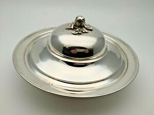 Large 900 Silver Italy Serving Dish Lid Cover Repousse Sterling Tray