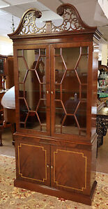 Councill Craftsman Regency Style Flame Mahogany Curio China Display Cabinet