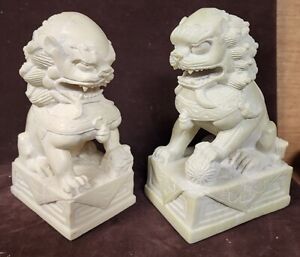 Antique Chinese Marble Foo Dog Statues
