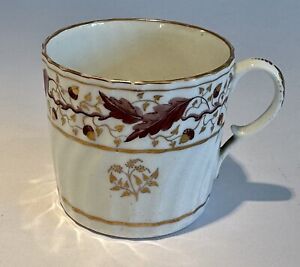 Chamberlain Worcester Early English Coffee Can Cup Acorn Rim Handpainted C 1805