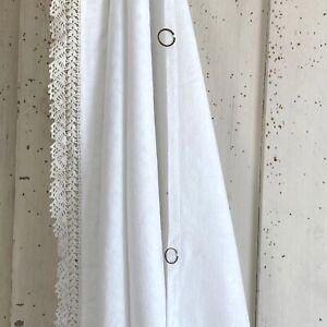 White Regency Curtain Drape 19th Century Damask Lace Shabby Chic White Curtain