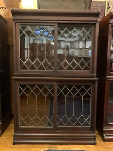 Antique Leaded Mahogany Danner Bookcase