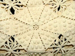 Antique Full Size Ivory Popcorn Bedspread Coverlet Hand Crochet 114 X 96 