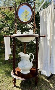 Vintage Victorian Wash Stand With Pitcher Set