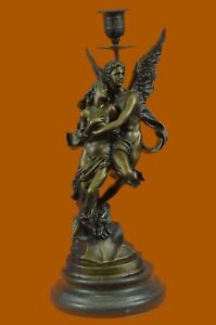 Super Deal Cupid Psyche Eros Aphrodite Venus Bronze Marble Statue Sculpture