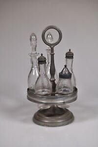 C 3q 1800s Blown Bottles Flint Colorless W Unknown Frame 5 Bottle Caster Set