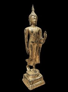 A Thai Gilt Bronze Figure Of A Walking Buddha Thailand Sukhothai Style 19th C