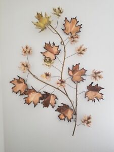 Large Mid Century Modern Autumn Leaves Wall Sculpture 1971 C Jere Signed Art