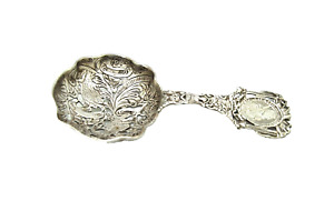 Antique 1695 German Hanau 800 Silver Birds Flowers Pattern Candy Bonbon Spoon