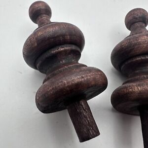 One Wooden Post Clock Finial Turned Wood Topper Brown Parts And Repair