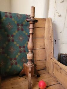 A Large 19th Century Wooden Candlestick Primitive