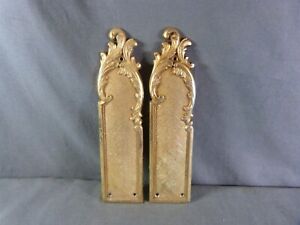  Set Of 2 French Vintage Brass Push Door Plates 