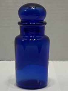 Vintage Cobalt Blue Apothecary Jar From Taiwan Bubble Lid 
