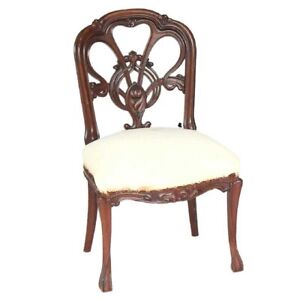 Antique French Art Nouveau Mahogany Upholstered Side Chair C 1900