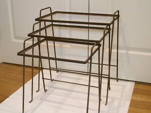Vtg 1950 S Wrought Iron Nesting Tables Bases Only No Tops Shabby Rusty As Is
