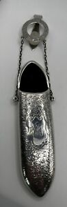 Antique Victorian Sterling Silver Engraved Spectacle Case W Chatelaine Clip 1908