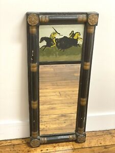 C 1920 Federal Revival Mirror W Reverse Painted Americans Buffalo 31 1 8 H