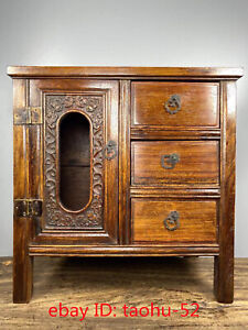 14 0 Exquisite Chinese Old Antique Pure Handmade Flowerpear Wood Small Cabinet