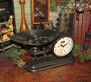 Primitive Vtg Style General Store Produce Candy Scale Clock Key Apothecary Hold