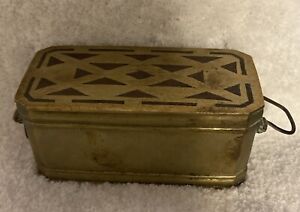 Antique Bronze Betel Nut Box South Asia Hinged Compartment Heavy Gold Rectangle