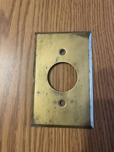 Vintage Brass Round Hole Outlet Switch Cover Plate Used