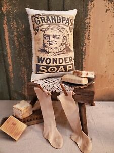 Primitive Vintage Americana Colonial Grandpa Wonder Soap Laundry Bath Pillow