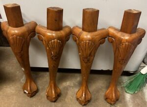 4 Solid Oak Ball Claw Feet 20 25 Tall Table Legs Salvage Wood Carved Crafter