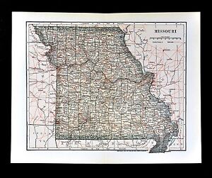 1903 Dodd Mead Map Missouri St Louis Kansas City Jefferson Columbia Springfied