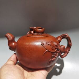 Chinese Yixing Zisha Clay Teapot Longevity Peach Pot Jiang Rong 400ml