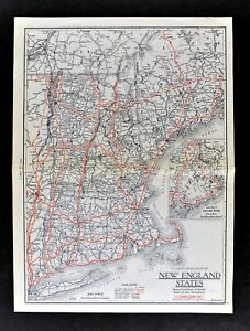 1930 Clason Auto Road Map New England Massachusetts Connecticut Maine Vermont