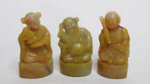 Fine Chinese Shoushan Soapstone Carved Figurine Seal Stamps