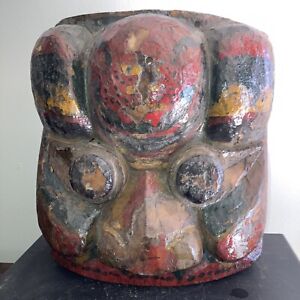 Antique 18 19thc 1800s Tibetan Wood Wooden Mask Tibet