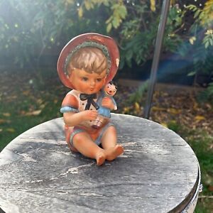 Vintage Lipper Mann Creations Japanese Hand Painted Seated Baby With Toy Doll