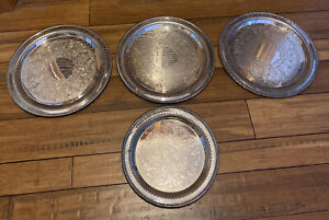 Lot Of 4 Vintage Silverplate Serving Trays
