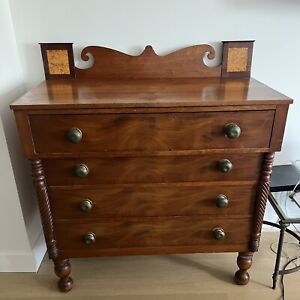 American Antique Wooden Chest Of Drawers With Brass Knobs