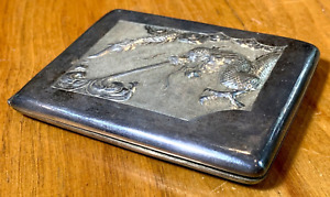 Antique Chinese Export Silver Cigarette Case Late 19th Century Embossed Dragon