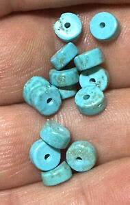 10 Original Navajo Indian Turquoise Trade Beads Smaller Discs Fur Trade 1800 S