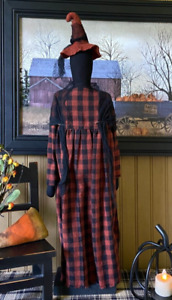 Primitive Country Farmhouse Autumn Halloween Fall Handcrafted Witch Doll W Cape
