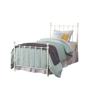Twin Metal Bed White