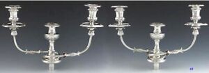 Gorgeous Antique Pair C1810 English Georgian Sterling Silver Candelabra Tops