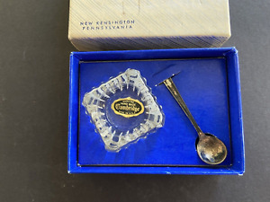 Vintage Westmorland Sterling Silver Spoon Cambridge Crystal Salt Cellar