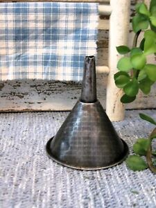 Antique Dark Tin Canning Funnel With Checkered Design