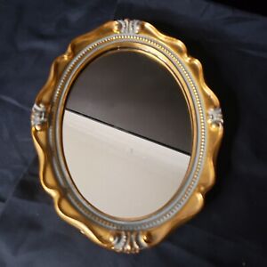 Vintage Oval Antiqued Gold Carved Resin Or Plastic Ornate Mirror Frames