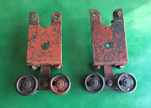 Antique Pair Barn Door Rollers Old Trolley Wheels Rare Style