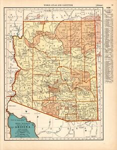 1937 Antique Arizona State Map Atlas Map Of Arizona Gallery Wall Decor 1540