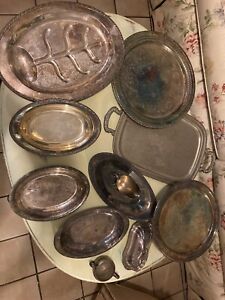 Vintage Silver Platter And Tray Lot