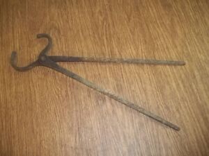 Antique Primitive Hand Made Blacksmith Tool Tongs 21 5 