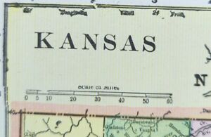 Vintage 1903 Kansas Map 14 X11 Old Antique Original Kansas City Salina Topeka