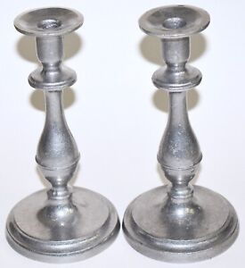 Vintage Pair Wilton Pewter Candlesticks Rwp Candle Holders Columbia Pa Frees H