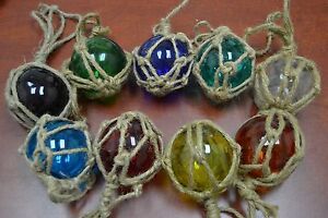8 Pcs Reproduction Glass Float Ball With Fishing Net 3 Pick Your Colors 